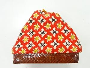 リサイクル　花模様竹籠巾着